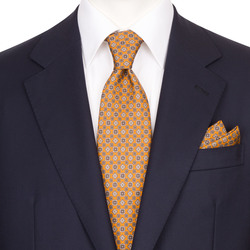 Комплект: галстук и платок-паше из шелка с принтом ручной работы цвет: 37072_011 Размер: One Size