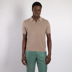 KNIT SHORT SLEEVE ZIP POLO Colour: F23176_3227 Size: 56
