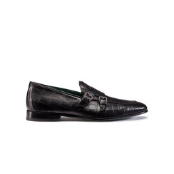 MATTED CROCODILE MONK STRAP LOAFERS Colour: N999 Size: 10