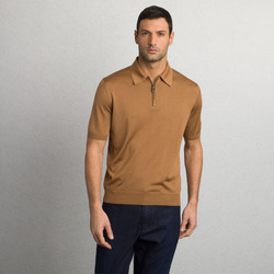 Silk and crocodile leather knit zip polo 颜色: F25102_2247