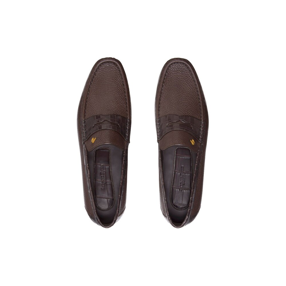Deerskin and crocodile leather penny loafers Colour: M019 Size: 11½ by ...