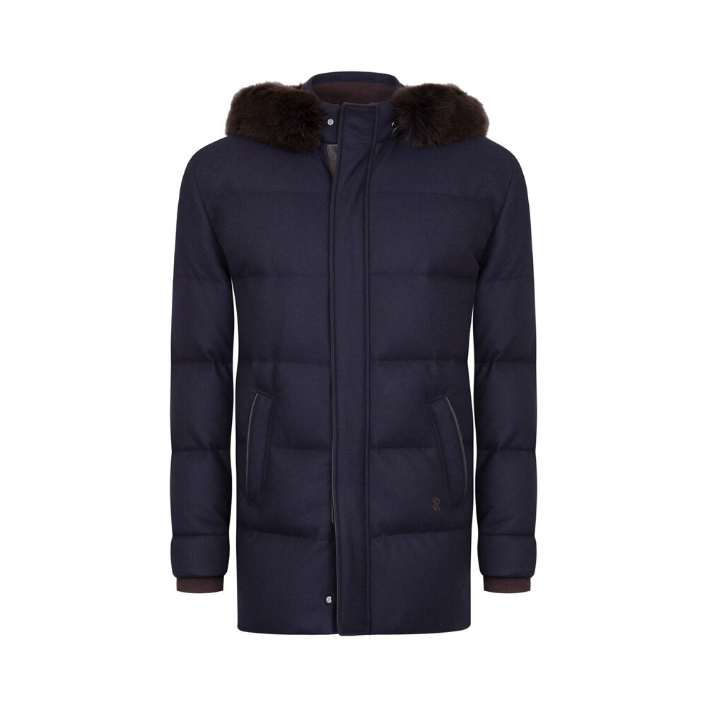 down coat with fox fur hood