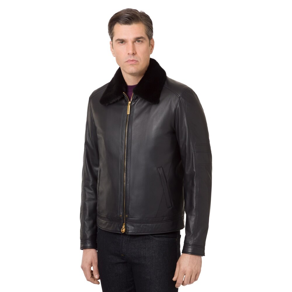 Stefano Ricci Men's Shearling-Collar Leather Bomber Jacket