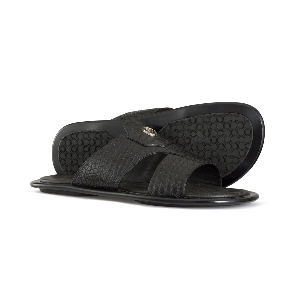 Matted crocodile leather slides by STEFANO RICCI