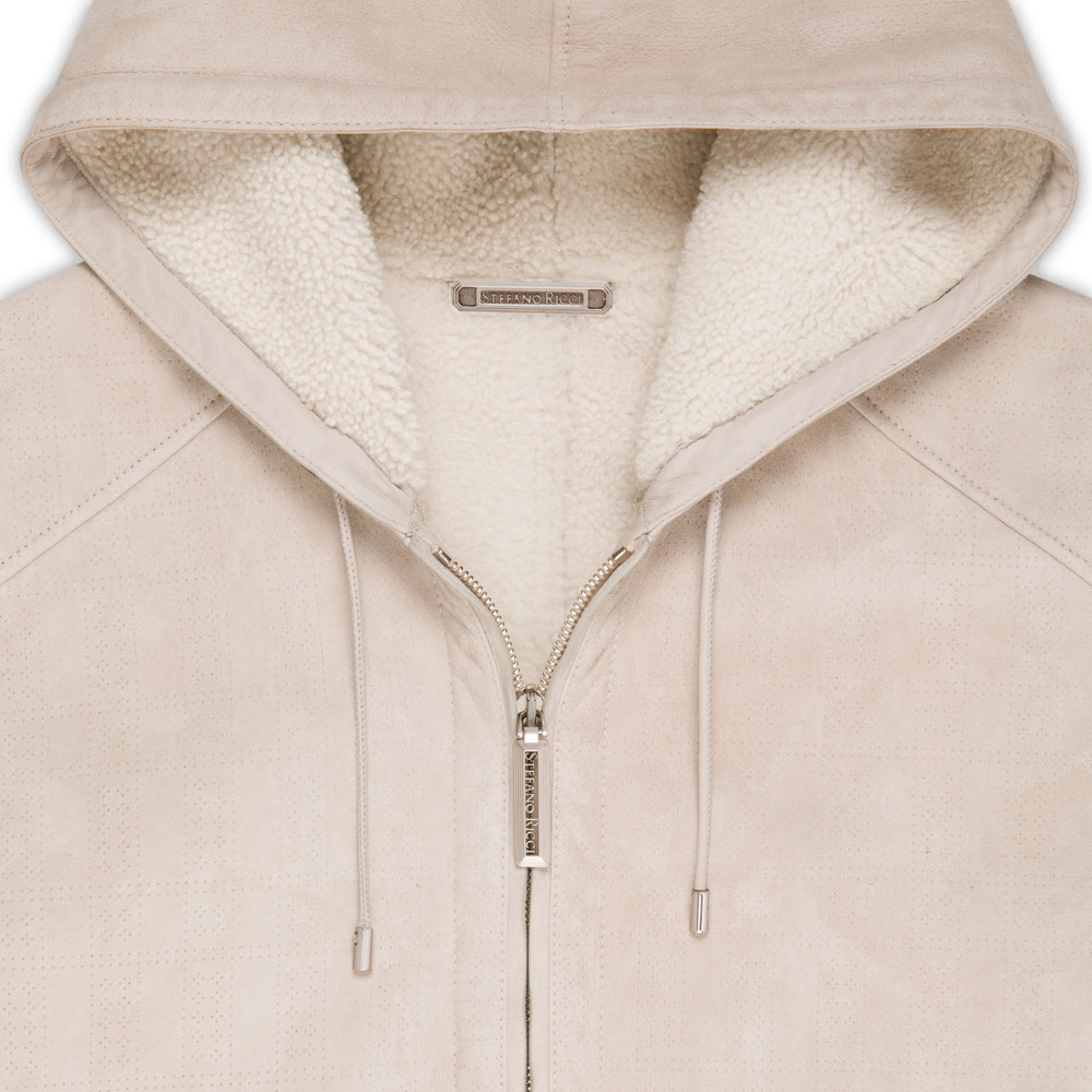 Hooded down and shearling blouson by STEFANO RICCI