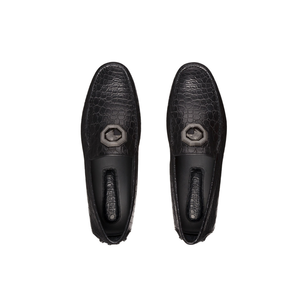 Stefano Ricci Men's Matted Crocodile Driving Shoes - Black - Size 7