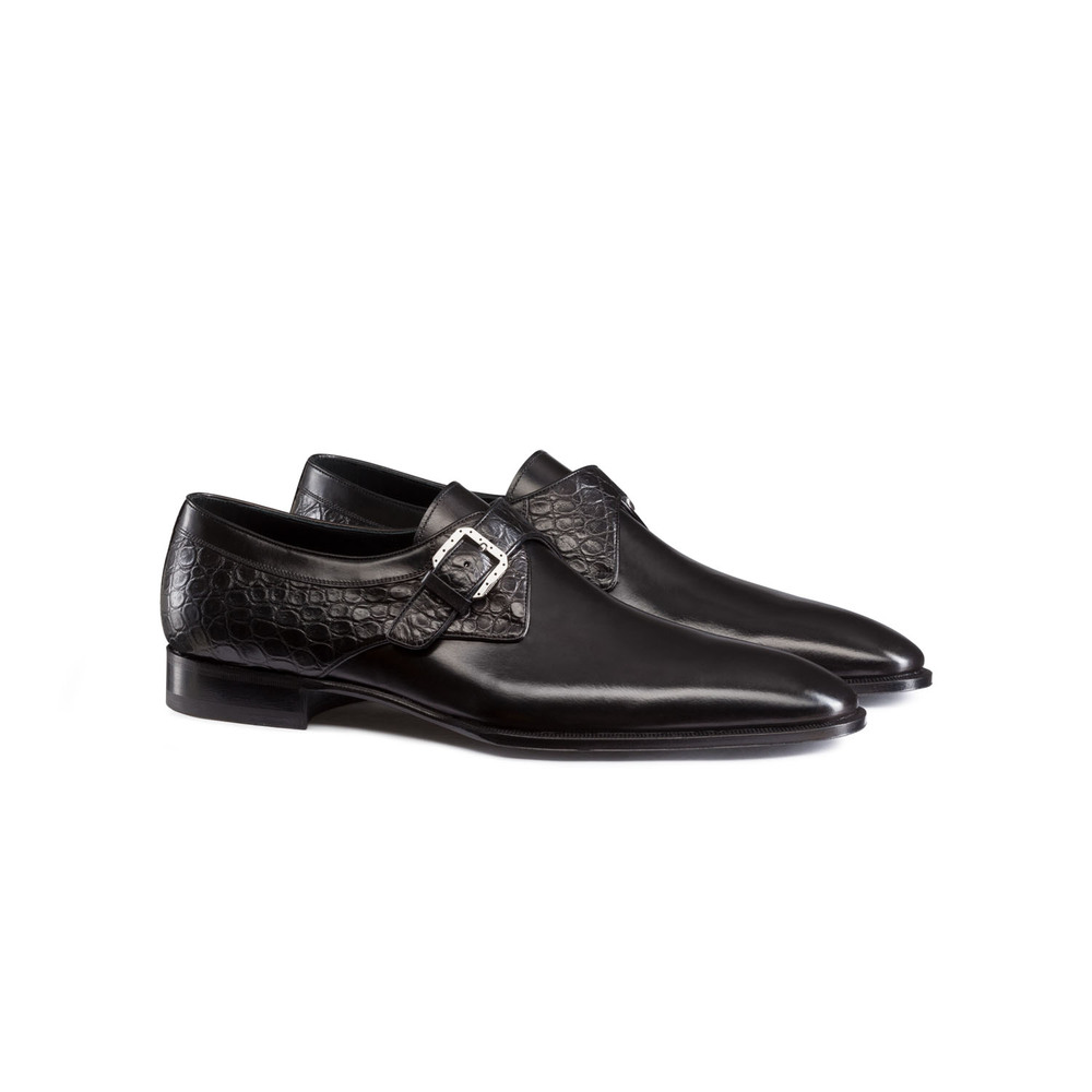 Calfskin and matted crocodile leather dress shoes by STEFANO RICCI ...
