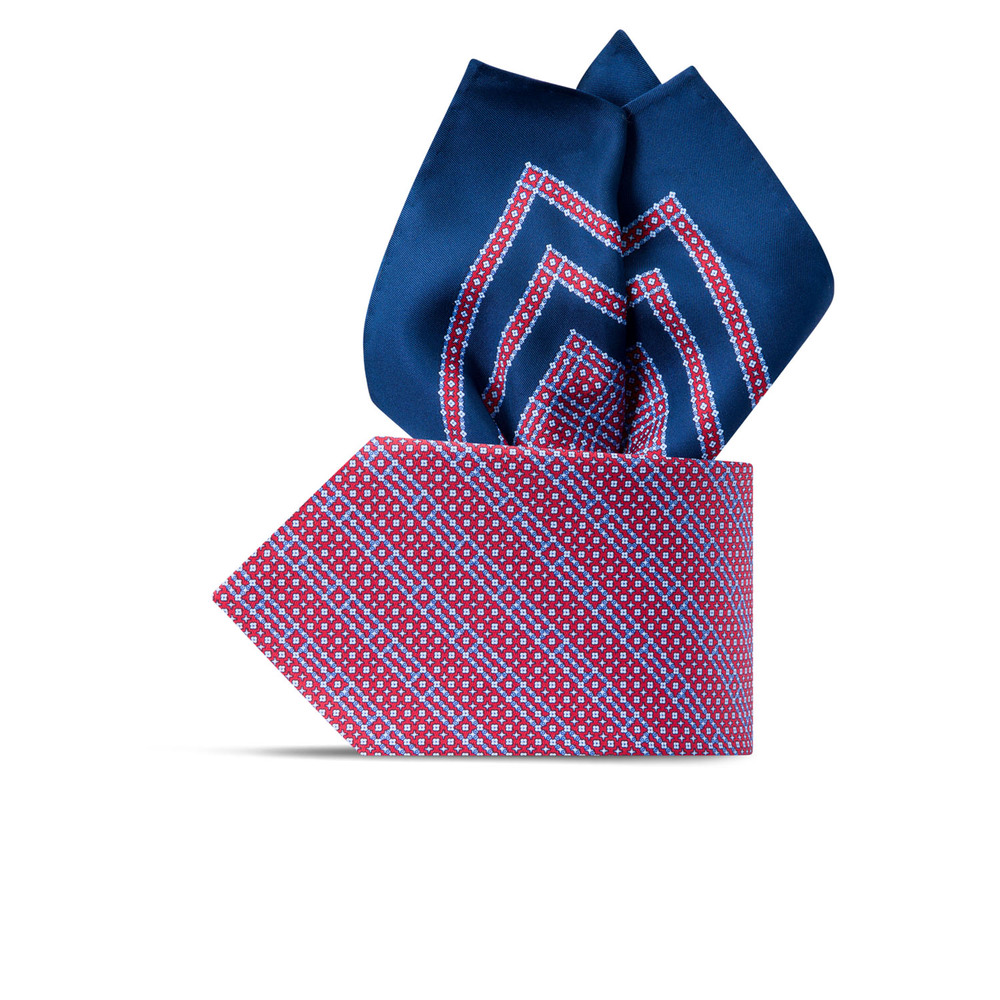 Комплект: галстук и платок-паше из шелка с принтом ручной работы цвет: 43101_004 Размер: One Size