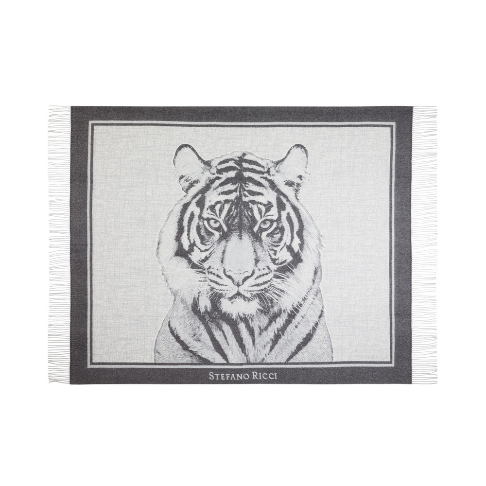 Tiger motif throw blanket by STEFANO RICCI