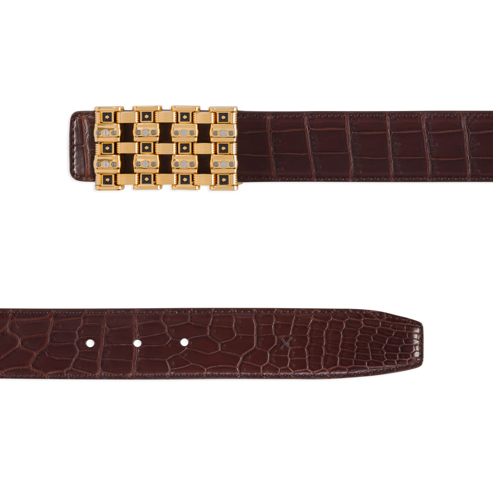 Matted crocodile leather belt by STEFANO RICCI