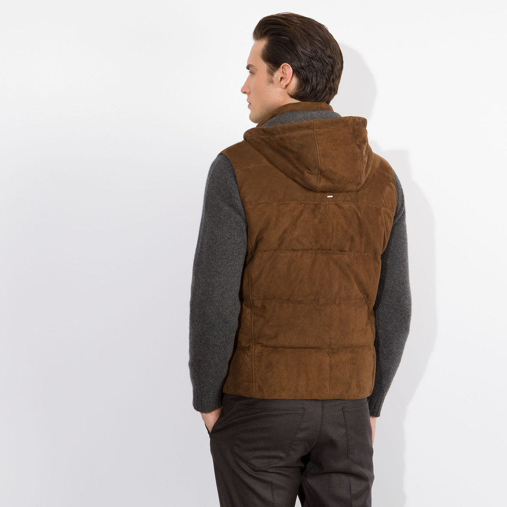 Suede hooded gilet by STEFANO RICCI