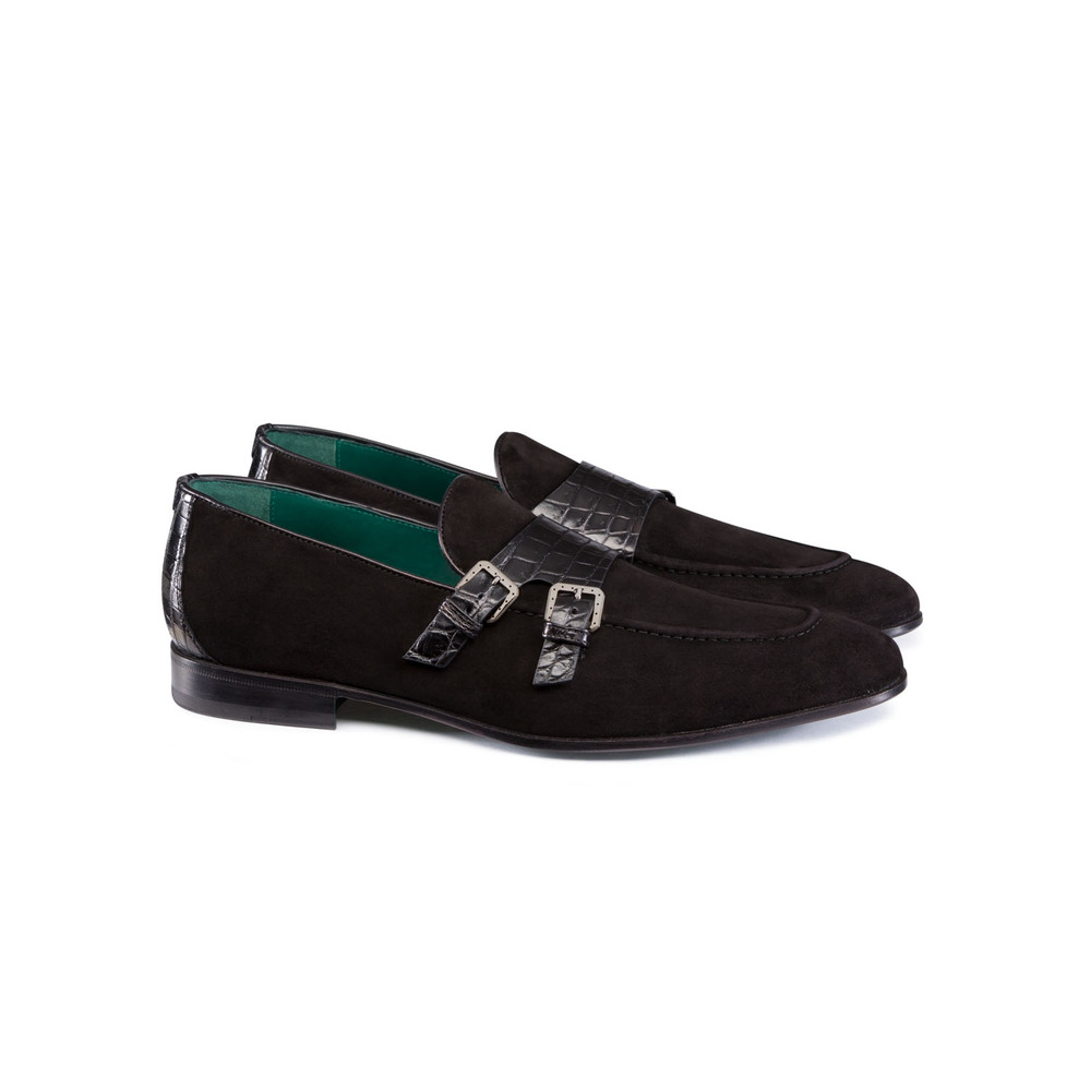 Crocodile and suede monk strap shoes by STEFANO RICCI | Shop Online