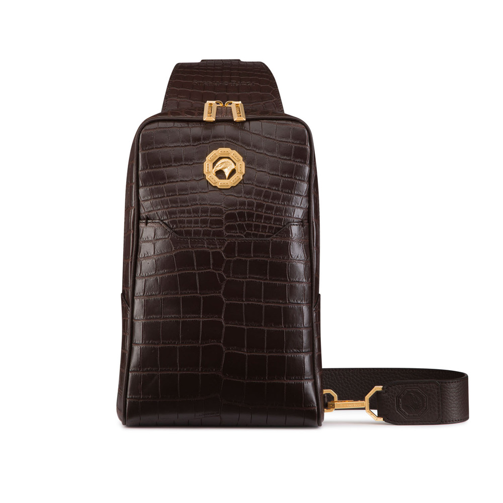 Calfskin and crocodile sling backpack by STEFANO RICCI Shop Online