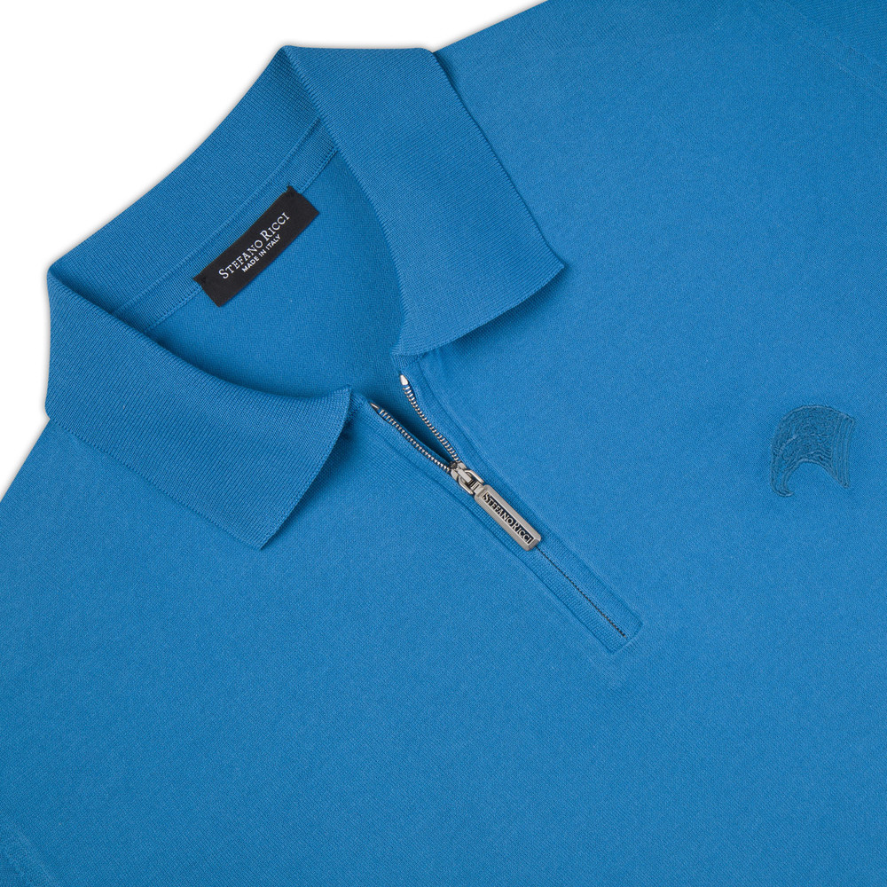 ステファノ リッチ ポロ 半袖シャツ ブルー Zip polo shirt by STEFANO RICCI | Shop Online