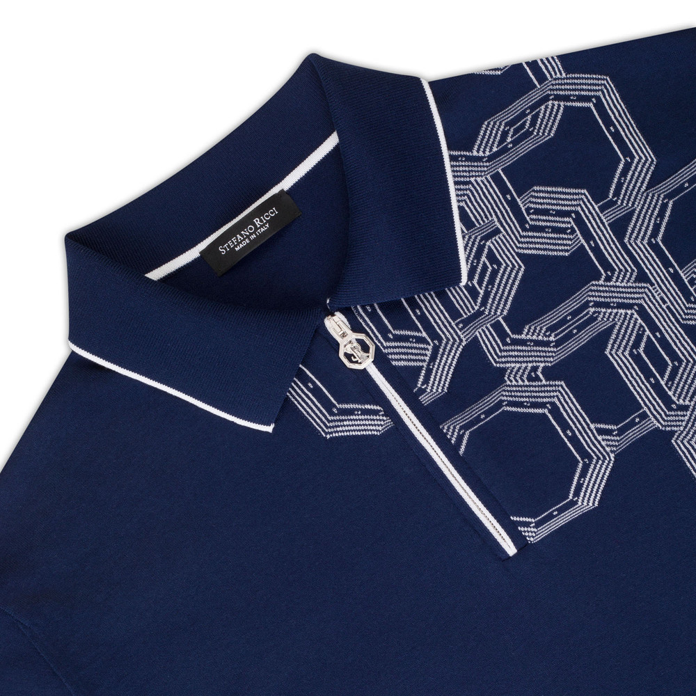 ステファノ リッチ ポロ 半袖シャツ ブルー Zip polo shirt by STEFANO RICCI | Shop Online