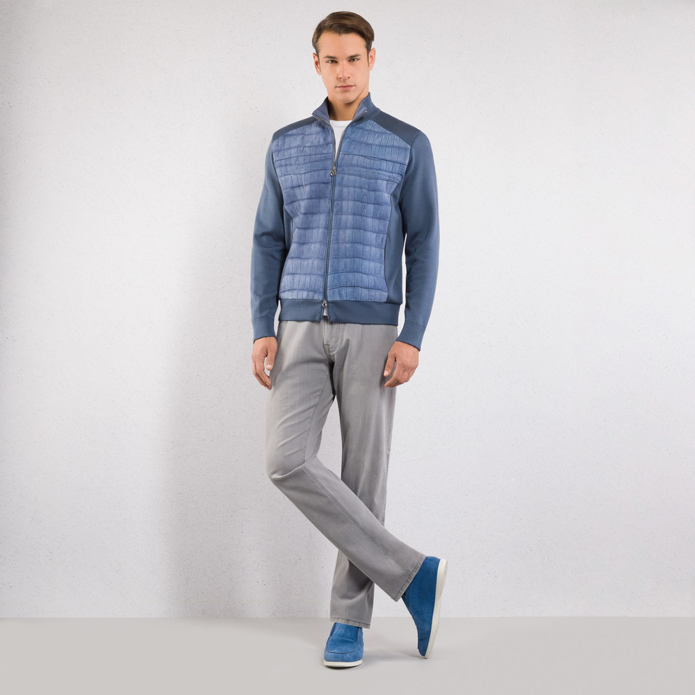 Silk, cotton and crocodile leather blouson by STEFANO RICCI Silk, cotton and crocodile leather blouson by STEFANO RICCI