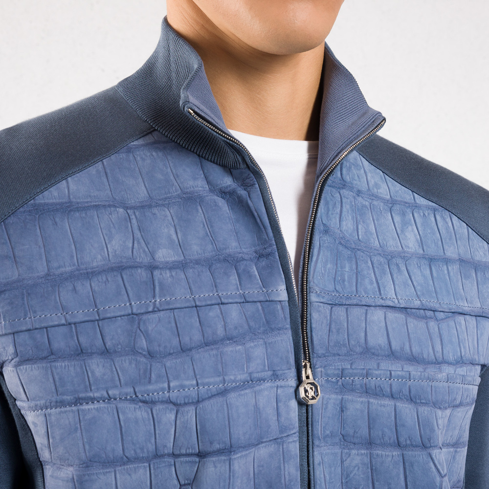 Silk, cotton and crocodile leather blouson by STEFANO RICCI Silk, cotton and crocodile leather blouson by STEFANO RICCI