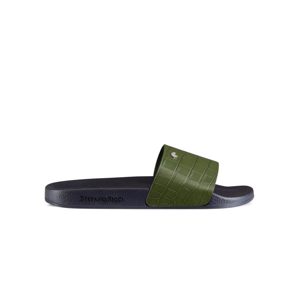 Matted crocodile leather slides by STEFANO RICCI