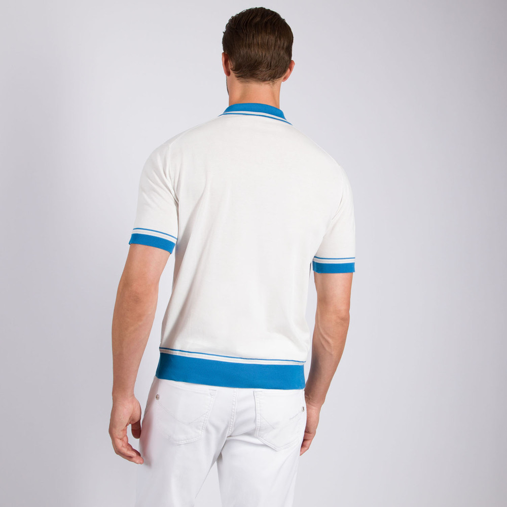 ステファノ リッチ ポロ 半袖シャツ ブルー Short sleeve zip polo shirt by STEFANO RICCI | Shop Online