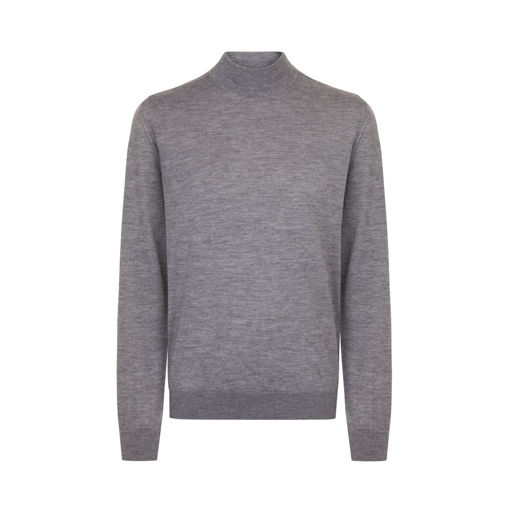 Mock Neck Knit Pullover in Cashmere and Silk