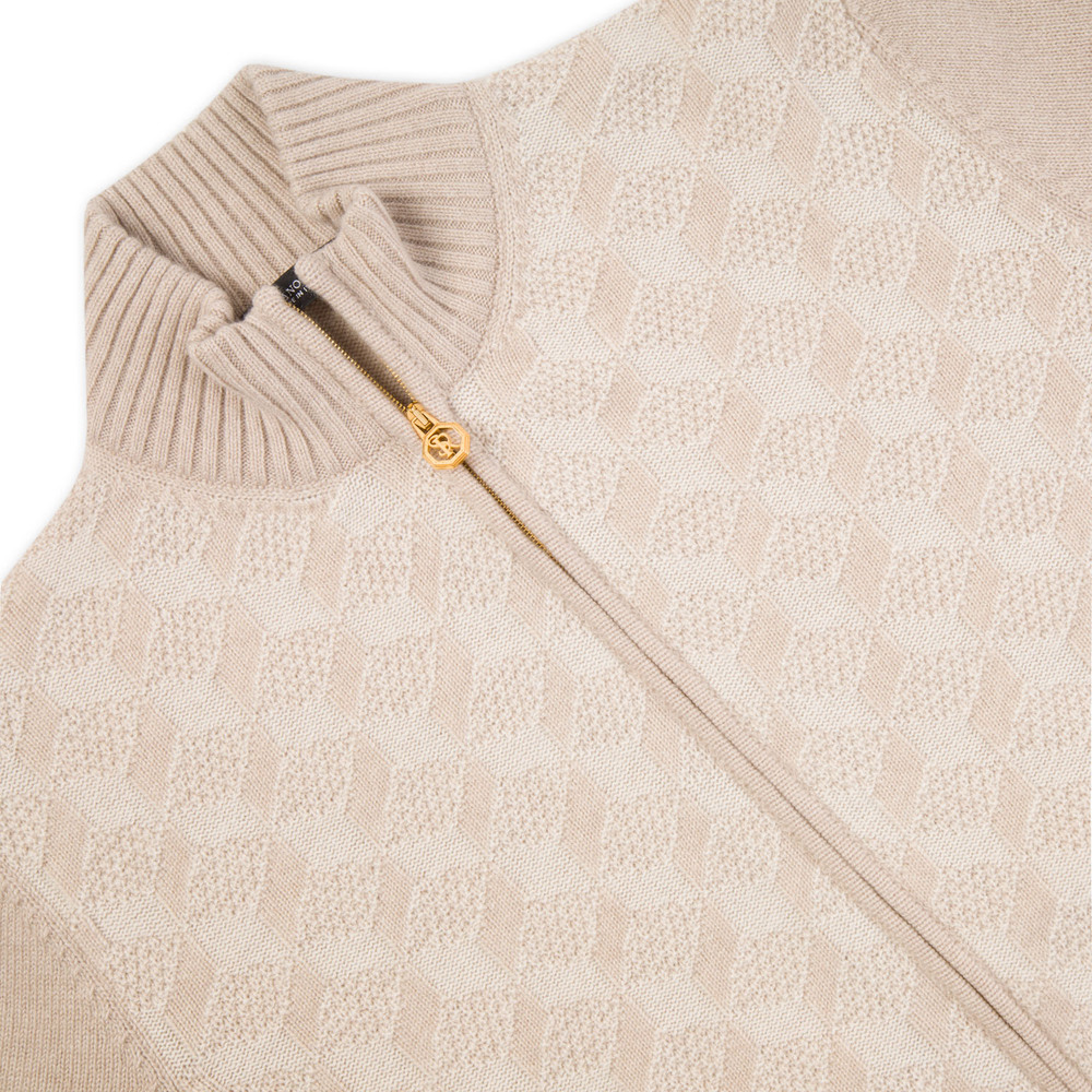 Louis Vuitton Damier Signature Zip-Through Cardigan, Grey, S