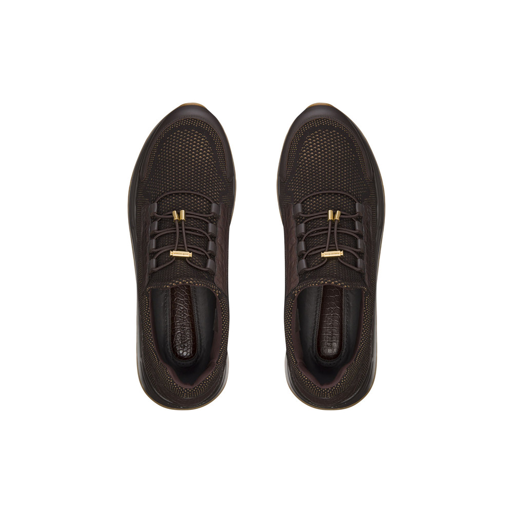 DEUXIEME CLASSE - ricci Technical calfskin and crocodile leather sneakers by STEFANO