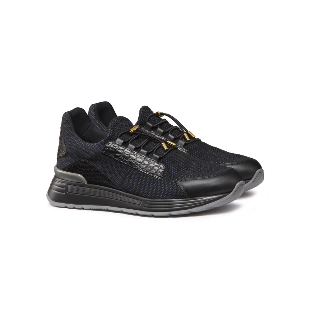 Stefano Ricci Matted Crocodile Leather Sneakers in Black for Men