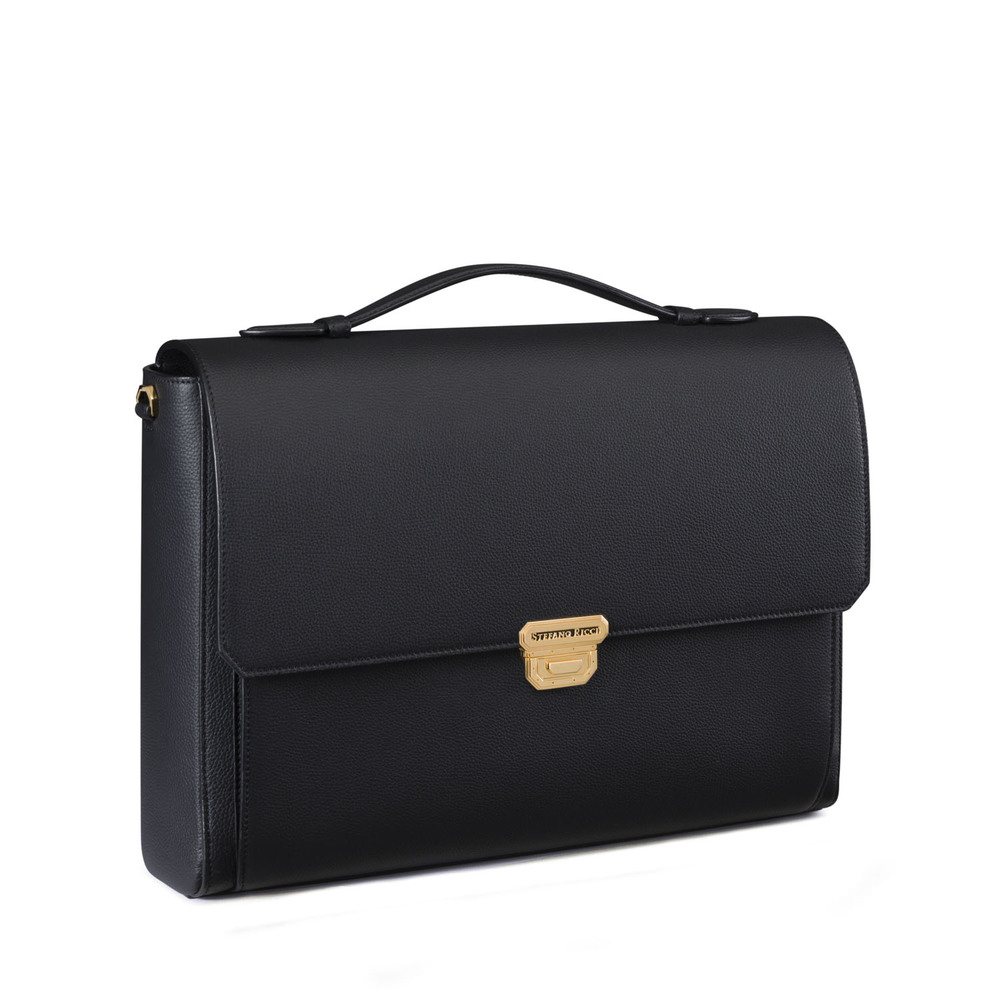 BRIEF-CASE in black calfskin leather