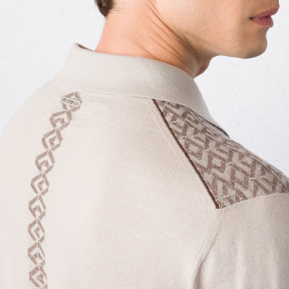 トップス Italy Cashmere and silk blend zip polo shirt by STEFANO RICCI