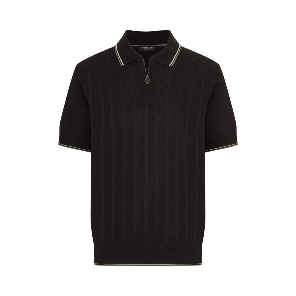 COTTON KNIT ZIP POLO SHIRT Colour: F25222_3131 Size: 62 by