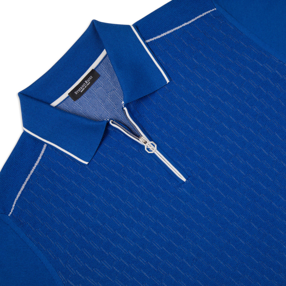 SILK AND COTTON KNIT ZIP POLO SHIRT Colour: F25170_3161 Size