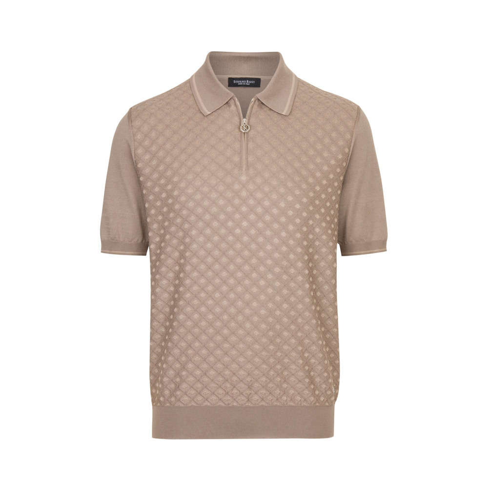 Silk and cotton knit zip polo shirt 颜色: F25174_3226 尺寸