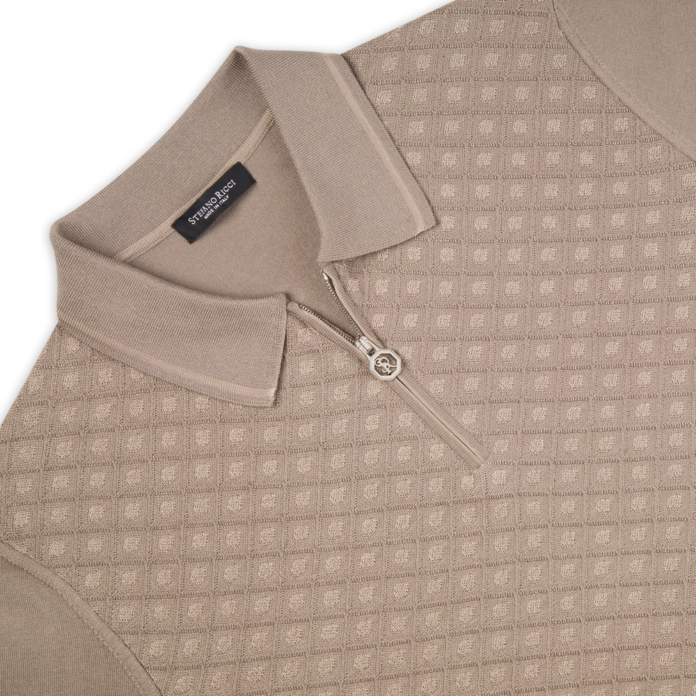 Silk and cotton knit zip polo shirt 颜色: F25174_3226 尺寸