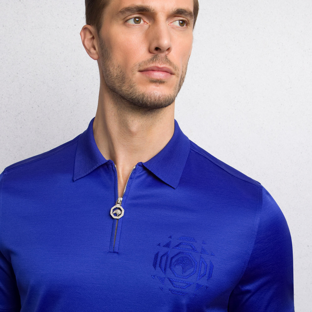 COTTON ZIP POLO SHIRT Colour: T25217_184 Size: 48 by Stefano