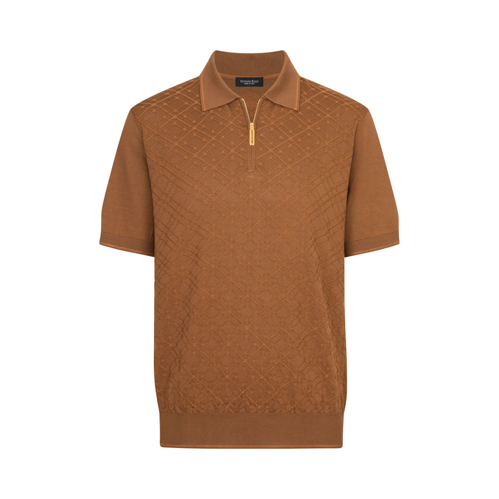 SILK AND COTTON KNIT ZIP POLO SHIRT Colour: F25172_2808 Size
