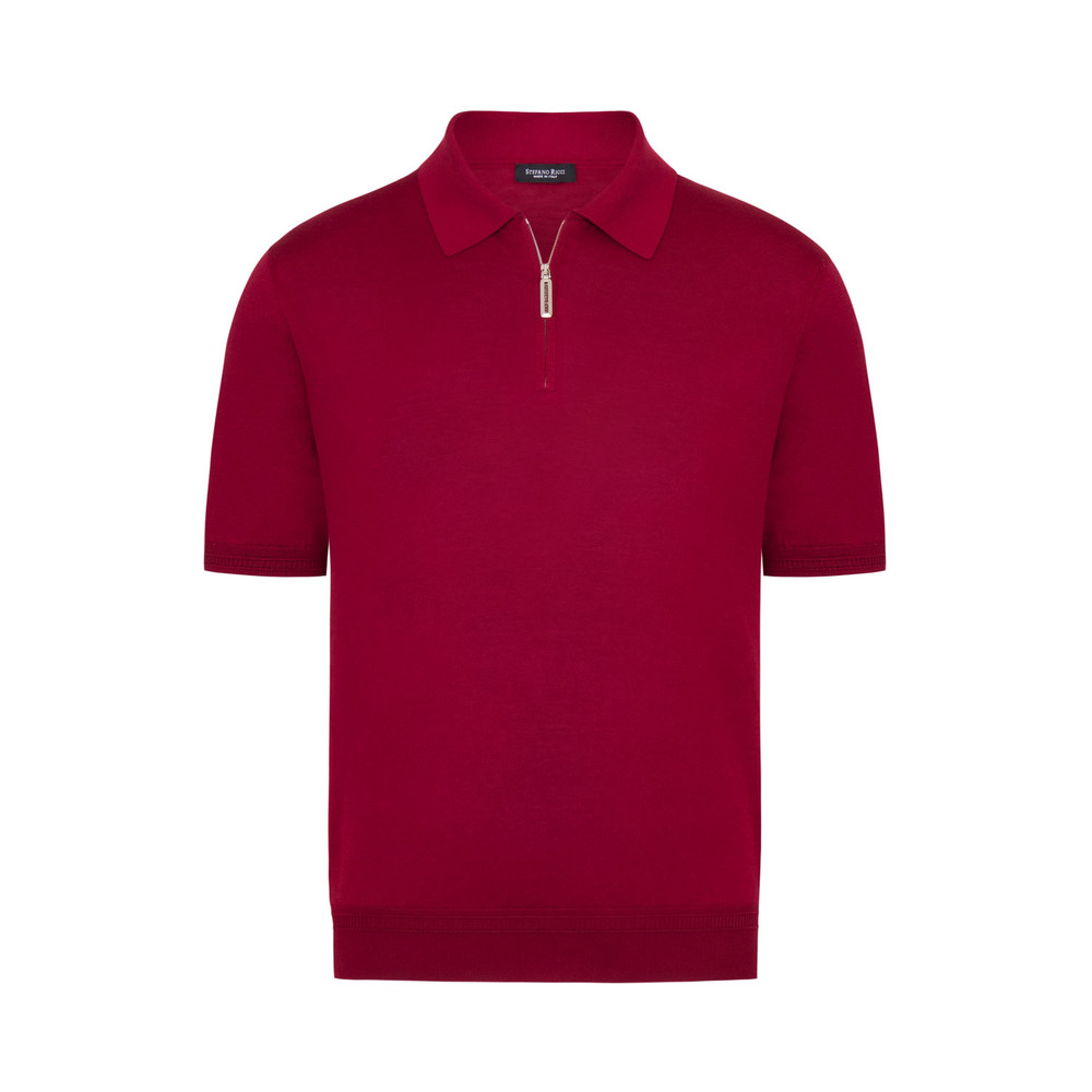 SILK KNIT ZIP POLO SHIRT Colour: F25101_424 Size: 56 by