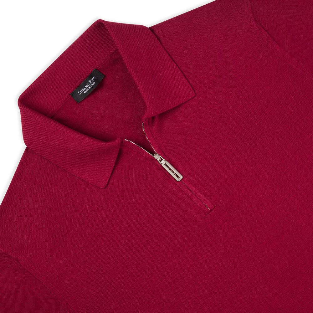 SILK KNIT ZIP POLO SHIRT Colour: F25101_424 Size: 56 by