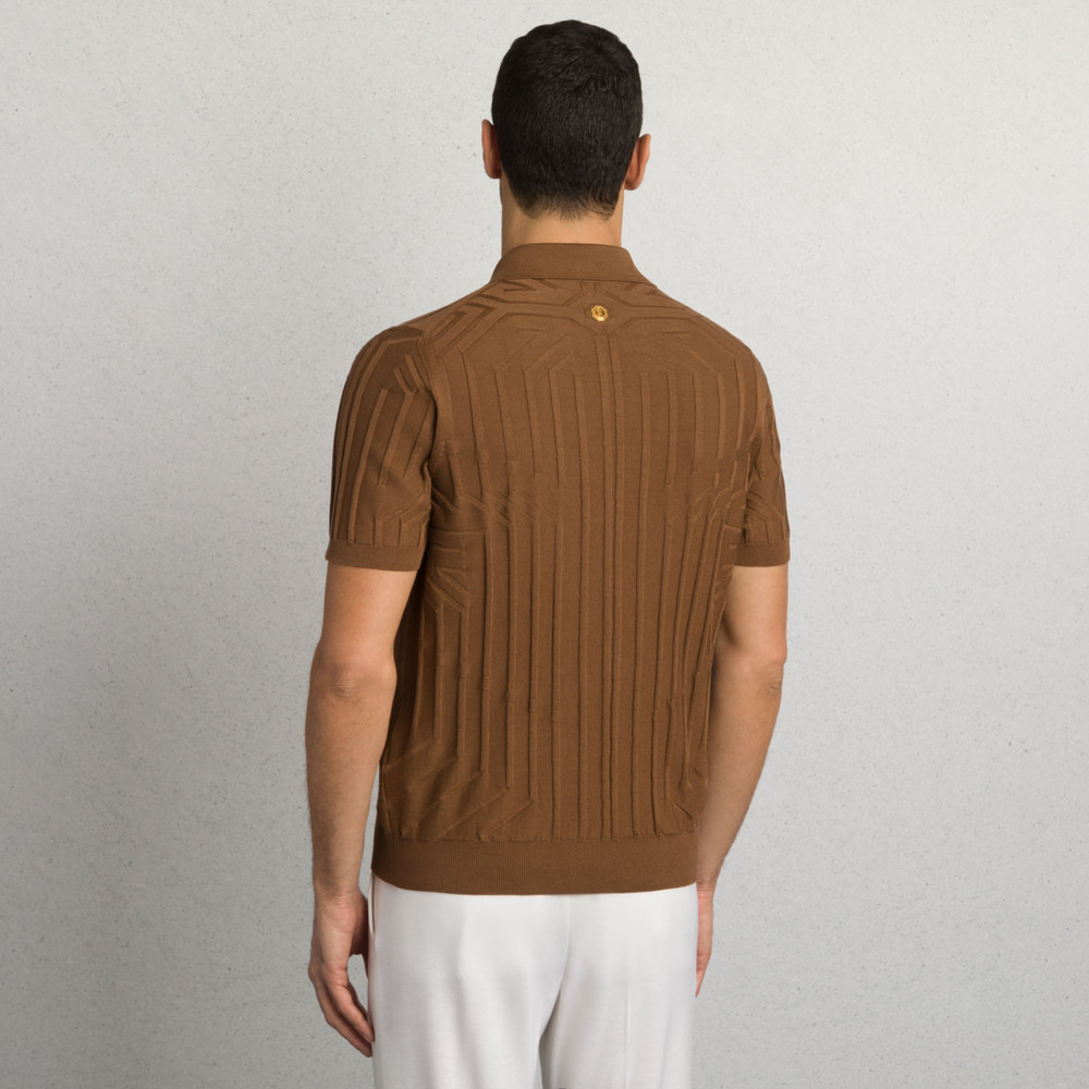 SILK AND COTTON KNIT ZIP POLO SHIRT Colour: F25171_808 Size