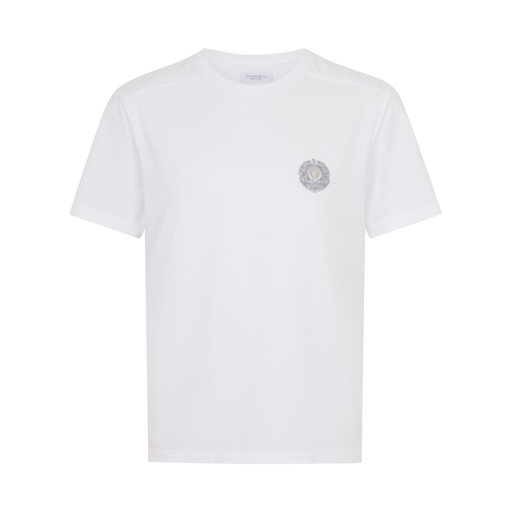 COTTON BLEND T-SHIRT Colour: W000 Size: 4XL by Stefano Ricci