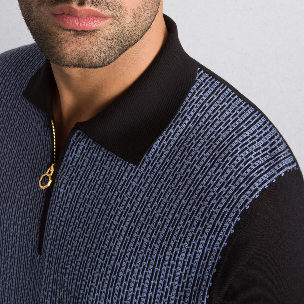 ALPHA YARN CASHMERE KNIT ZIP POLO Colour: W25107_3131 Size ALPHA YARN CASHMERE KNIT ZIP POLO Colour: W25107_3131 Size