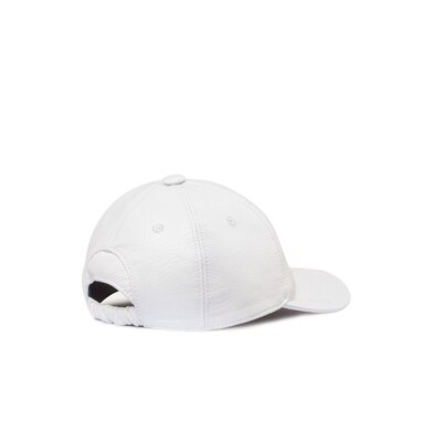 white leather baseball cap