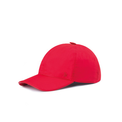 red leather baseball cap