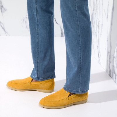 coloured suede loafers