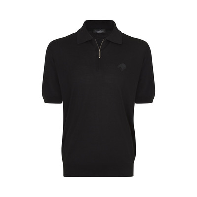 New Mens DKNY 1/4 Zip Short Sleeve Polo Shirt Sz S Black