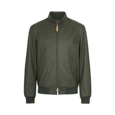 Gianio Linen Mix Blouson Jacket with Stand-up Collar in